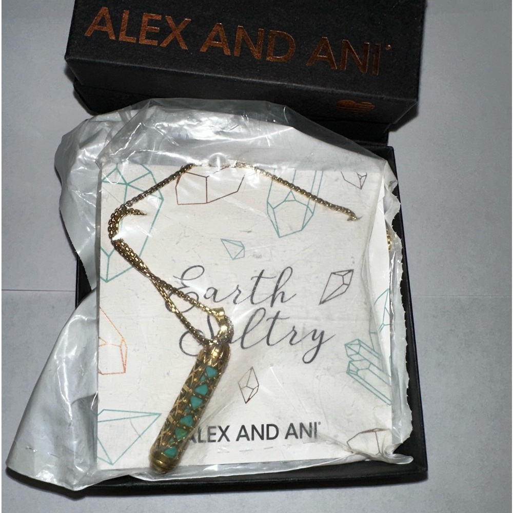 Alex and Ani Turquoise Gemstone Pendant Gold Necklace